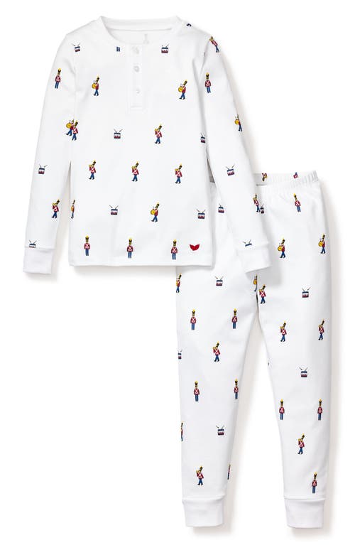 Petite Plume Kids' Toy Soldier Snug Fitted Two-Piece Pima Cotton Pajamas in White 