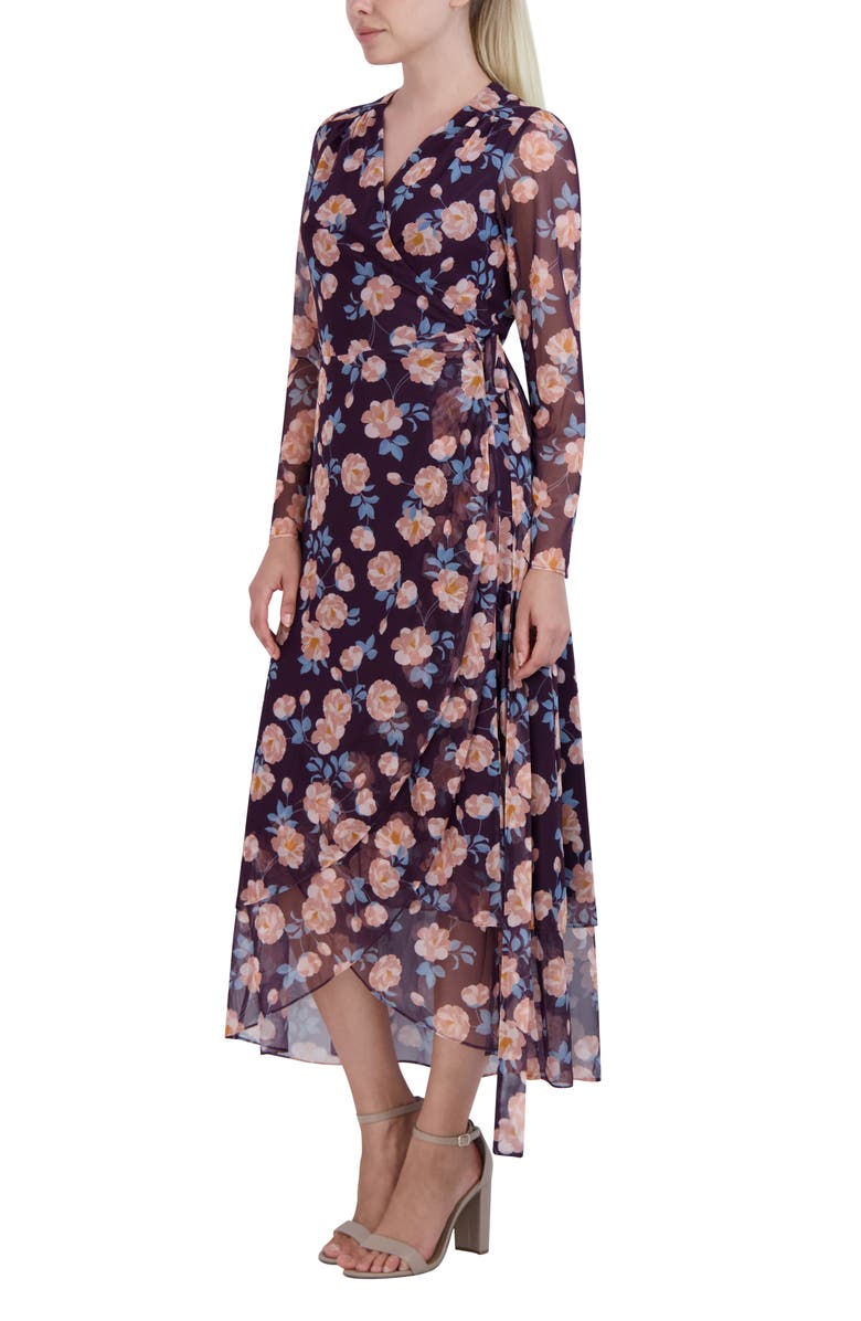 Laundry by Shelli Segal Floral Long Sleeve Maxi Wrap Dress | Nordstromrack