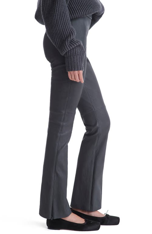 Shop Twp Skinny Love Zip Cuff Leather Pants In Black Oyster