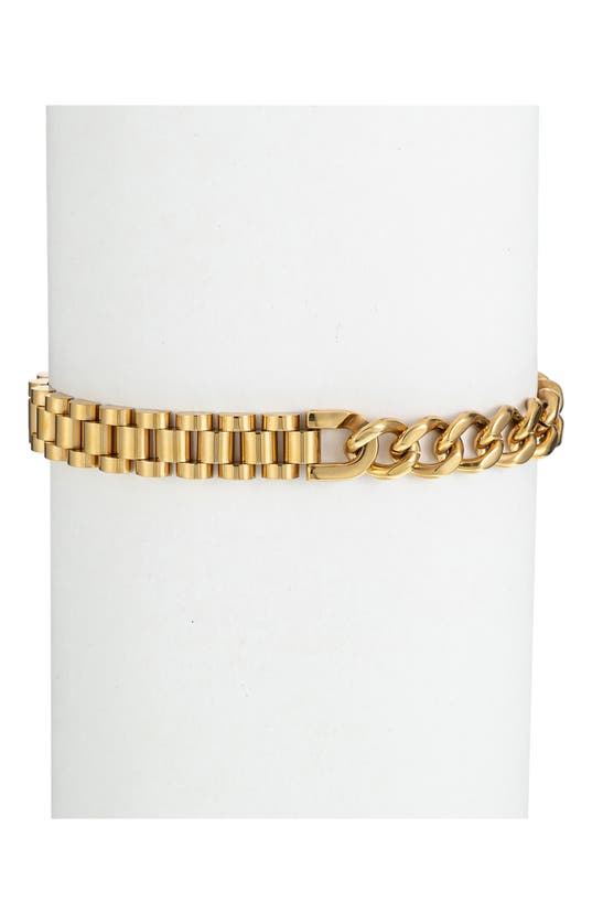 Shop Eye Candy Los Angeles Mixed Chain Titanium Bracelet In Gold