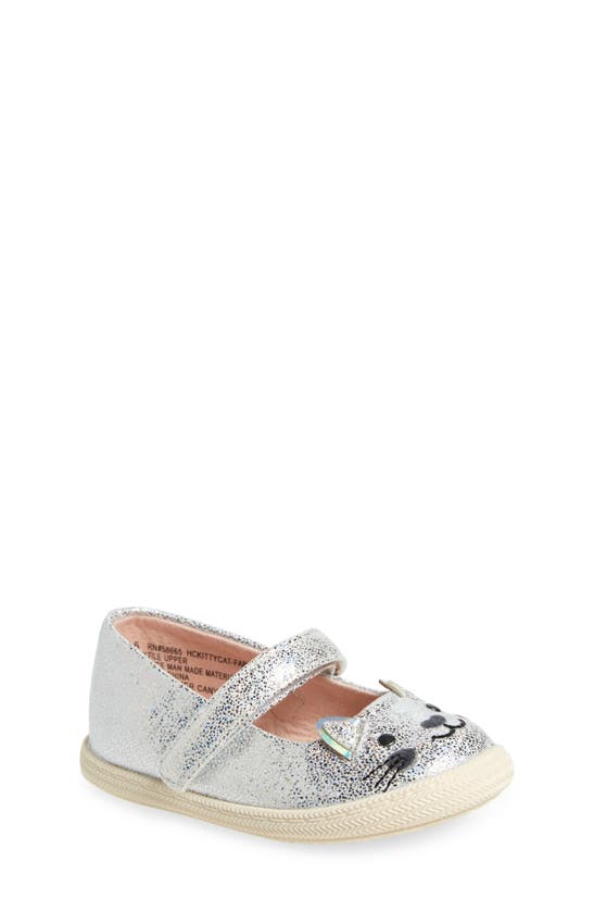 Shop Harper Canyon Kids' Kitty Cat Mary Jane Flat In White Shimmer