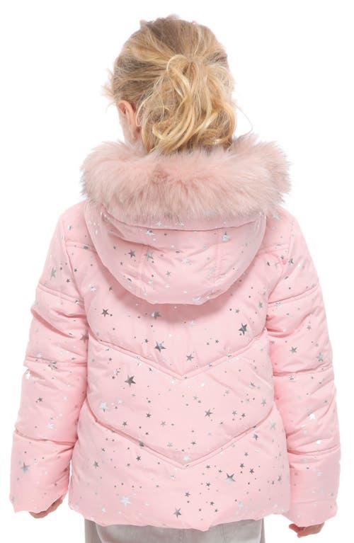 Rokka&rolla Kids' Heavyweight Puffer Jacket In Crystal Rose With Silver Star