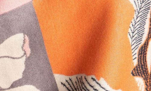 Saachi Floral Reversible Scarf In Orange/pink/beige