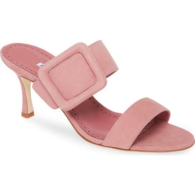 Manolo Blahnik Gable Buckle Slide Sandal, Pink