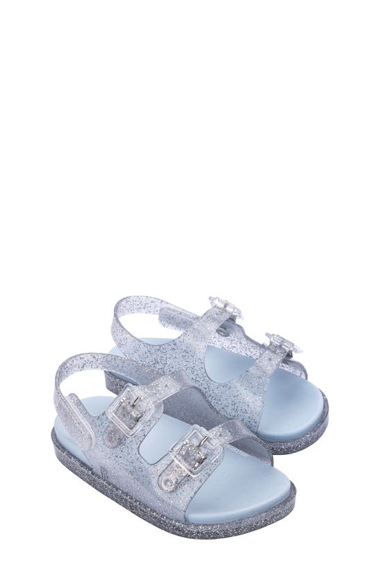 Mini Melissa Kids' Buckle Strap Sandal In Clear Glitter Silver