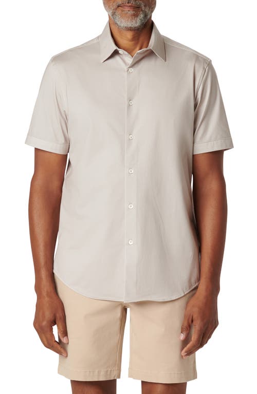 Bugatchi Miles OoohCotton Pinstripe Short Sleeve Button-Up Shirt at Nordstrom,