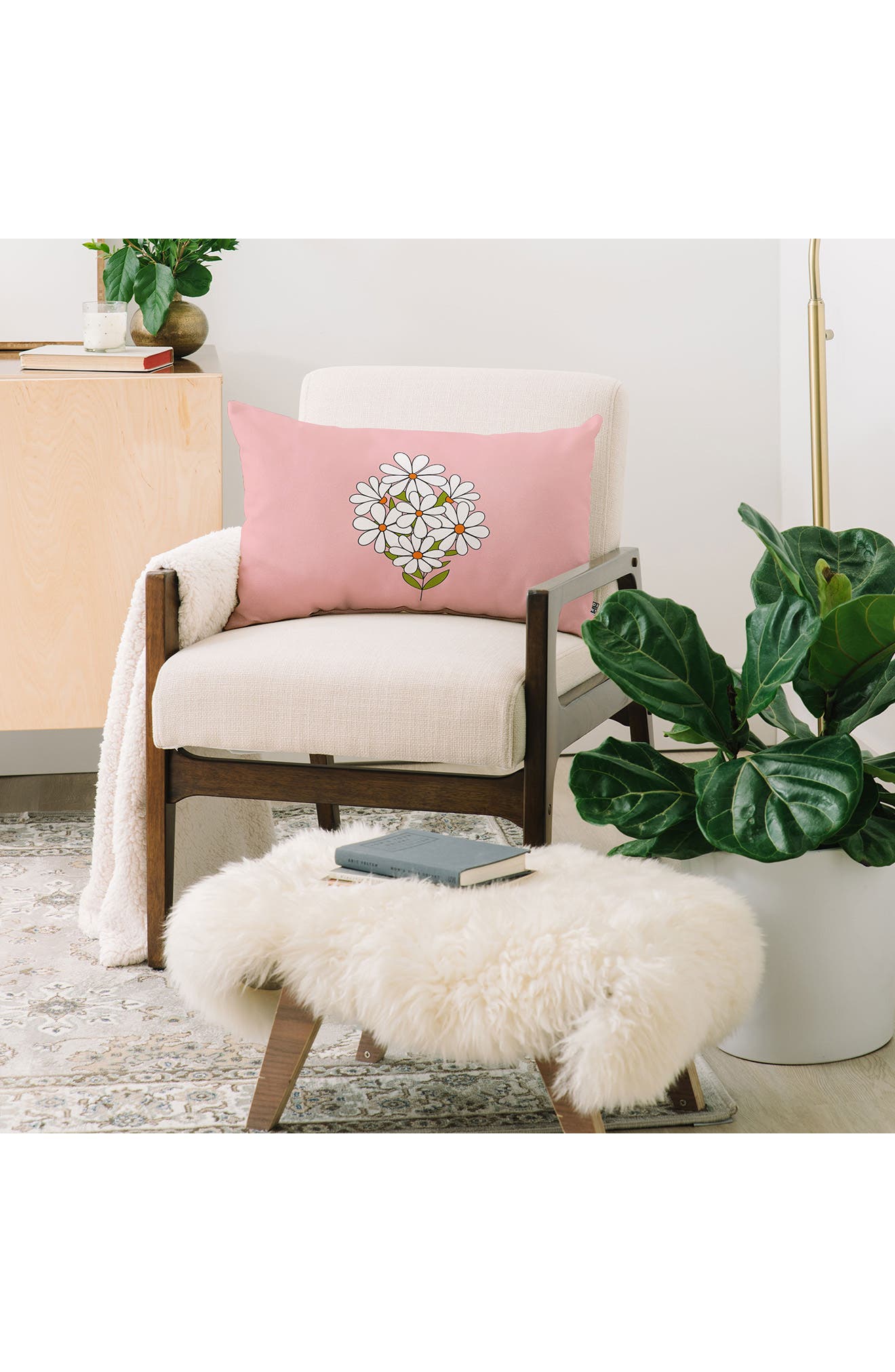 Deny Designs Jenean Morrison Daisy Bouquet Pink Oblong Throw Pillow In Multi