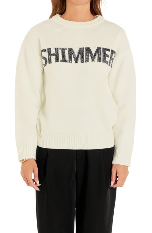 Shop English Factory Sequin Sweater In Off White