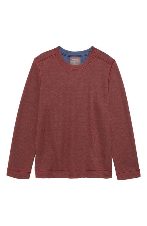 Johnston & Murphy Kids' Solid Reversible Crewneck Long Sleeve T-Shirt in Berry/Blue at Nordstrom