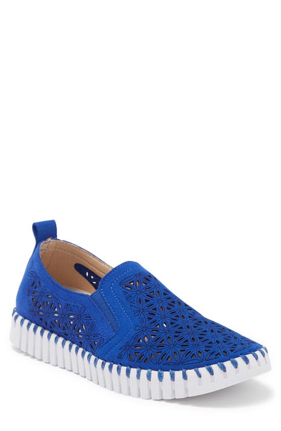 Ilse Jacobsen Tulip Laser Cut Slip-on Sneaker In Blue Web