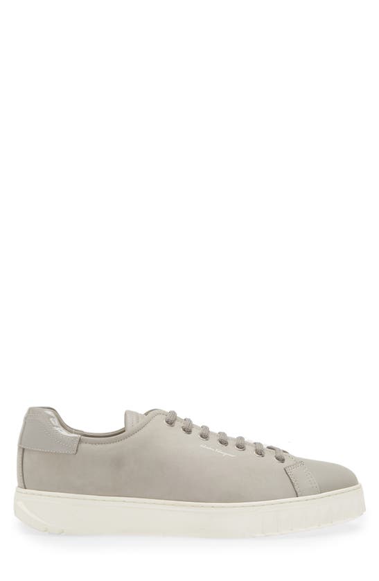 Shop Icon Trade Services Ferragamo Cube Leather Sneaker In Light Grey
