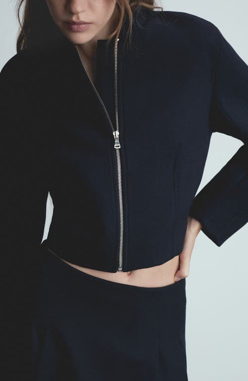 Shop Mango Bomber Jacket In Dark Navy
