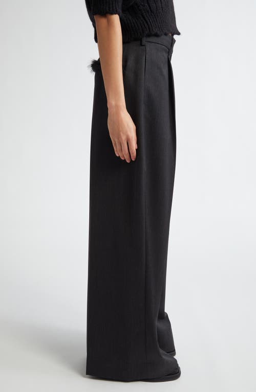 Shop Simone Rocha Pleated Wide Leg Trousers In Charcoal/black