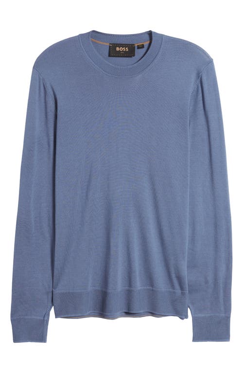 BOSS Ottano Silk Crewneck Sweater Blue at Nordstrom,