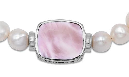 Shop Samuel B. Sterling Silver 7–8mm Pearl & Pink Mother-of-pearl Station Bracelet In Pink/white
