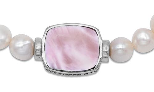 Samuel B. Sterling Silver 7–8mm Pearl & Pink Mother-of-pearl Station Bracelet In Pink/white