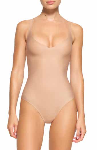 MARY YOUNG Backless Thong Bodysuit in Clay