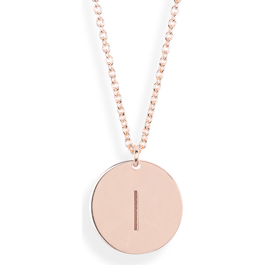 Meshmerise Initial Disc Pendant Necklace In Rose-i