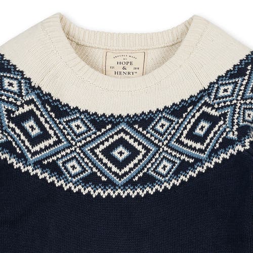 Hope & Henry Fair Isle Raglan Sweater In Ski Lodge Intarsia