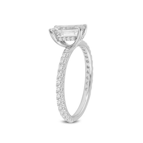 Shop Luvmyjewelry Diadem 14k White Gold Emerald Cut Lab Grown Diamond Hidden Halo Engagement Ring