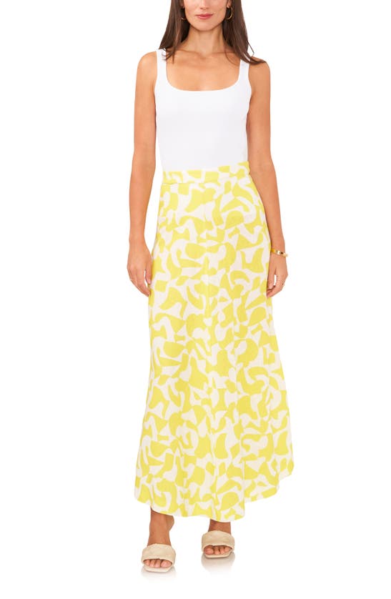 Shop Vince Camuto Center Seam Linen Blend A-line Skirt In Bright Lemon