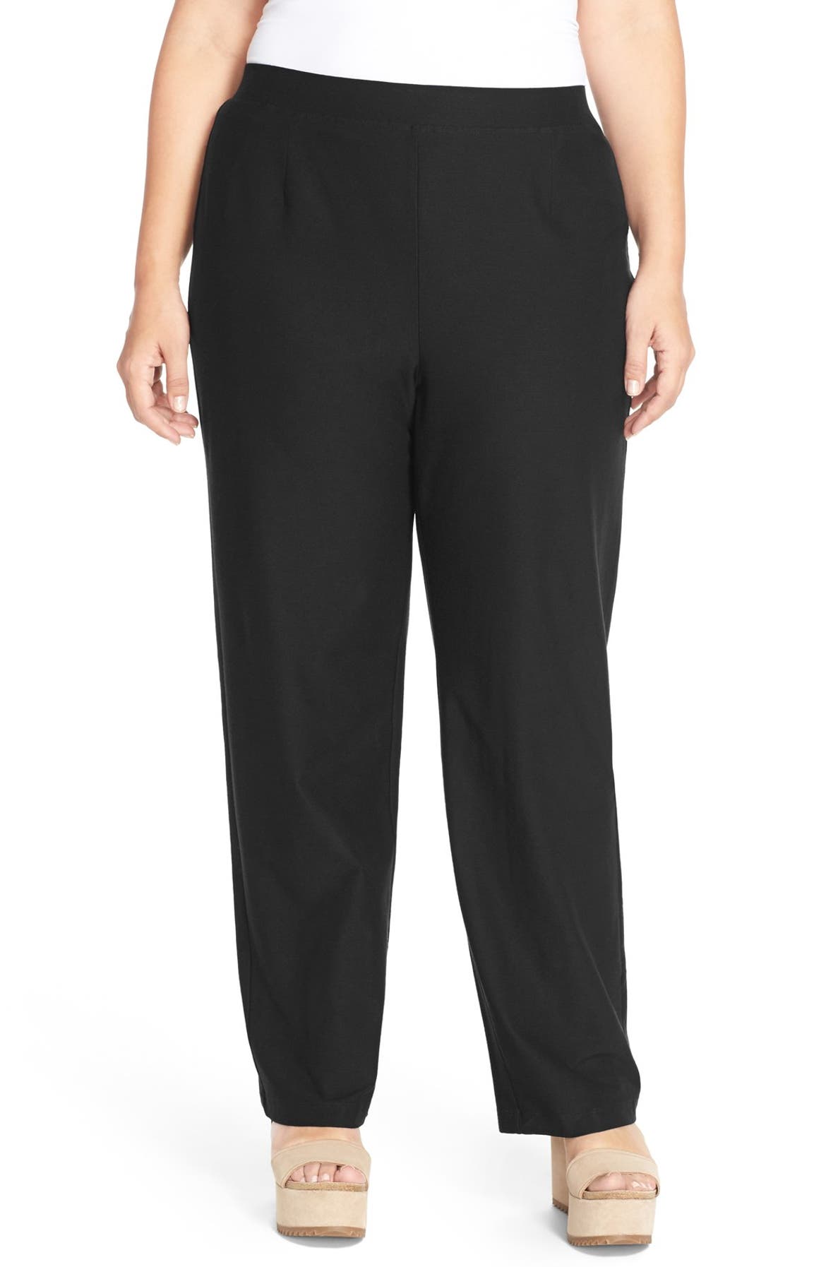 Eileen Fisher Washable Stretch Crepe Knit Pants (Plus Size) | Nordstrom
