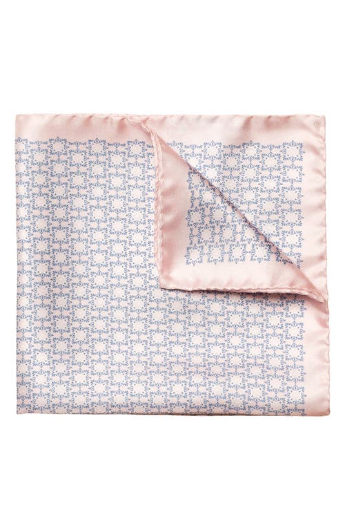 Geometric Silk Pocket Square in Medium Pink
