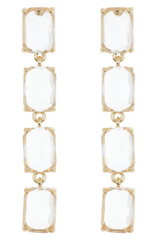 Shop Nordstrom Rack Faceted Glass Linear Earrings In Clear- Gold