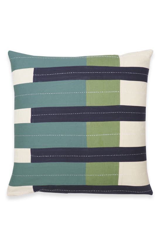 Anchal Shift Stripe Square Accent Pillow In Blue
