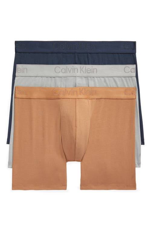 Calvin Klein 3-pack Boxer Briefs In Sandalwood/grey/navy