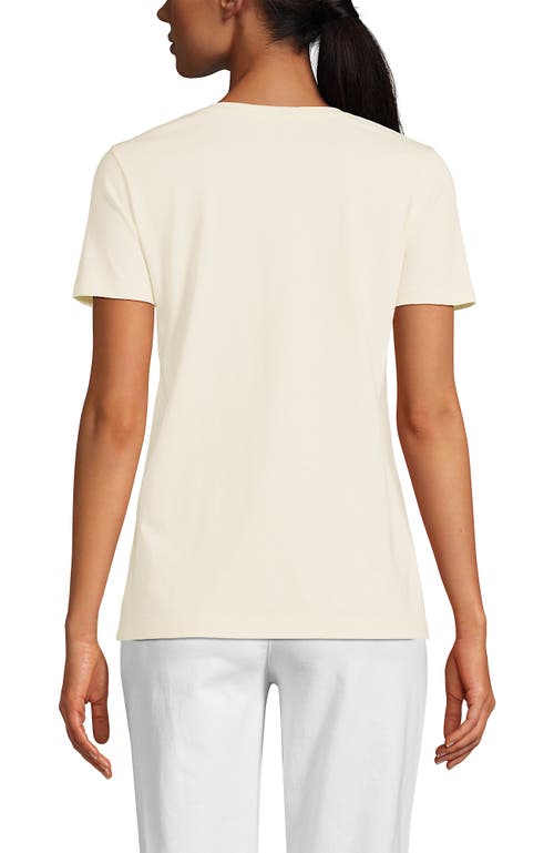 Shop Lands' End Relaxed Supima Cotton V-neck T-shirt In Fresh Ivory