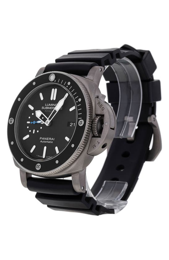 Shop Watchfinder & Co. Panerai  Submersible Rubber Strap Watch, 47mm In Black