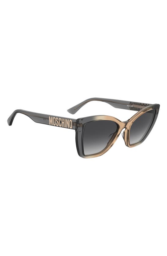 Shop Moschino 55mm Gradient Cat Eye Sunglasses In Grey/ Tan