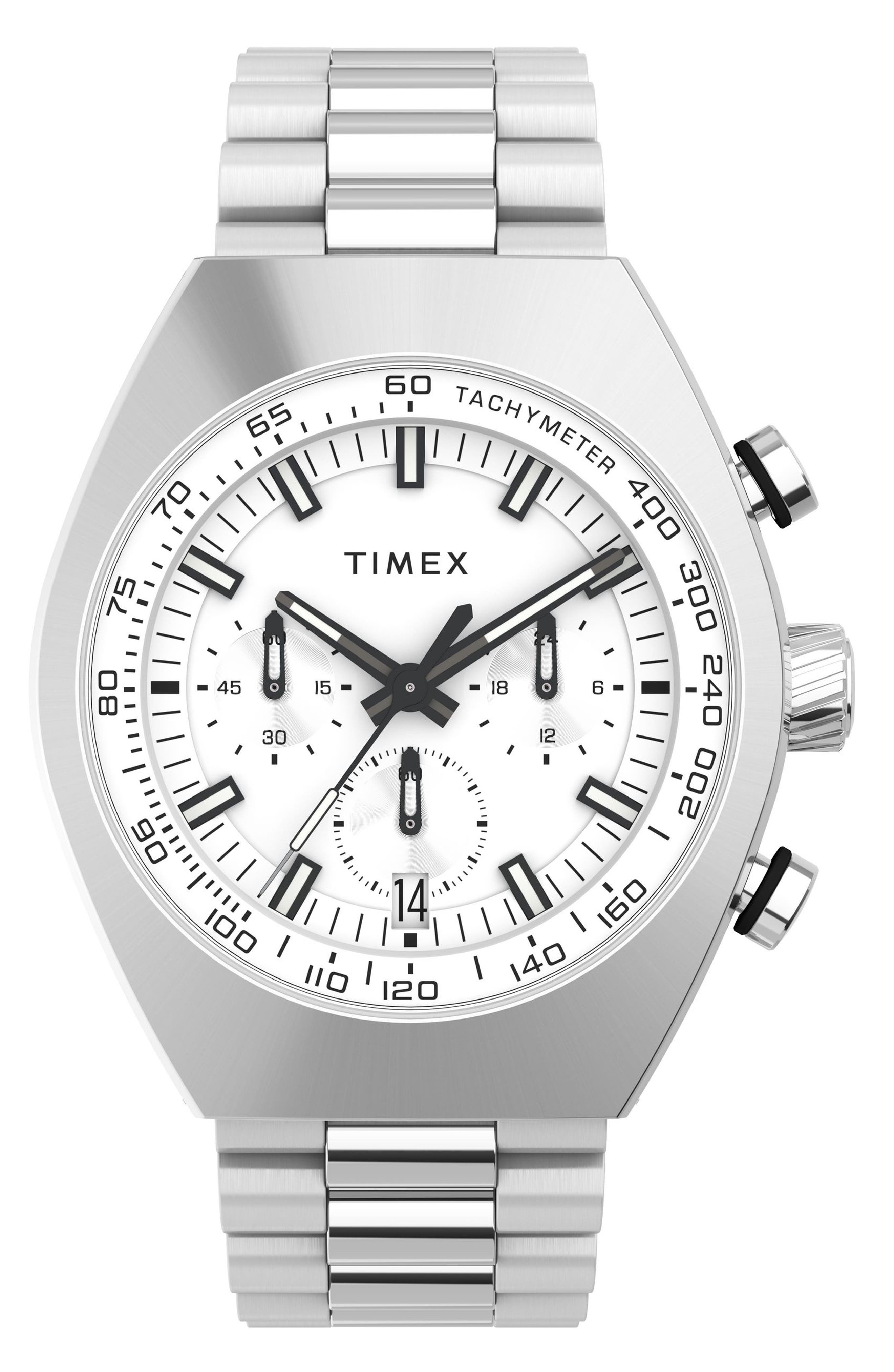 Timex® Legacy Chronograph Bracelet Watch, 11mm x 22mm in Stainless Steel 
