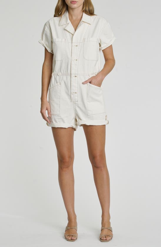 Shop Pistola Parker Cotton Romper In Ecru