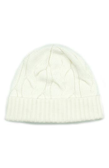 Portolano Cable Knit Cuff Beanie In White