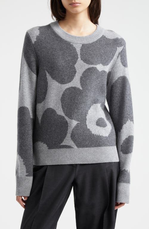 Shop Marimekko Aukio Unikko Wool & Cashmere Sweater In Dark Grey Grey