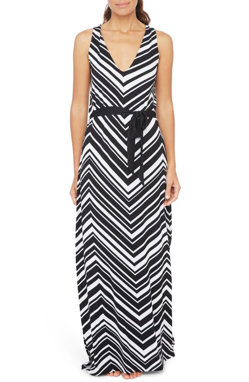 Archistripe Cover-Up Maxi Dress in Black/White