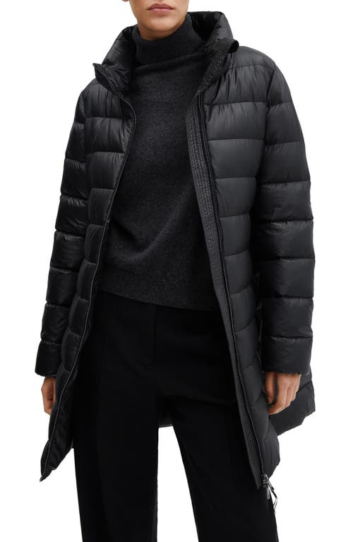 Quilted Water Repellent Down Coat in Black