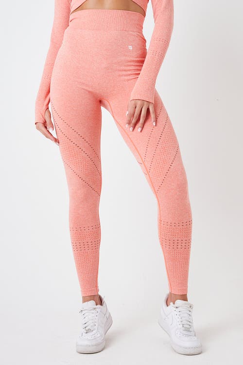 Shop Twill Active Recyled Seamless Marl Laser Cut Leggings In Coral