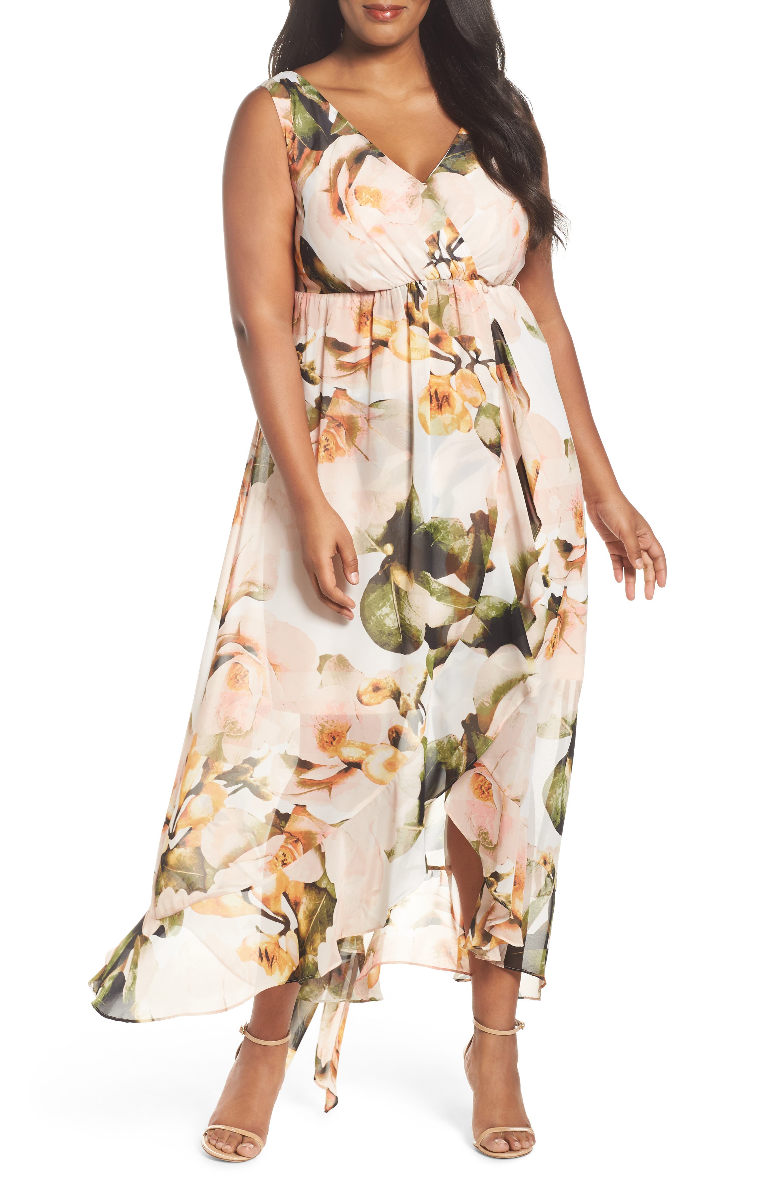 Sangria Chiffon Maxi Dress (Plus Size) | Nordstrom