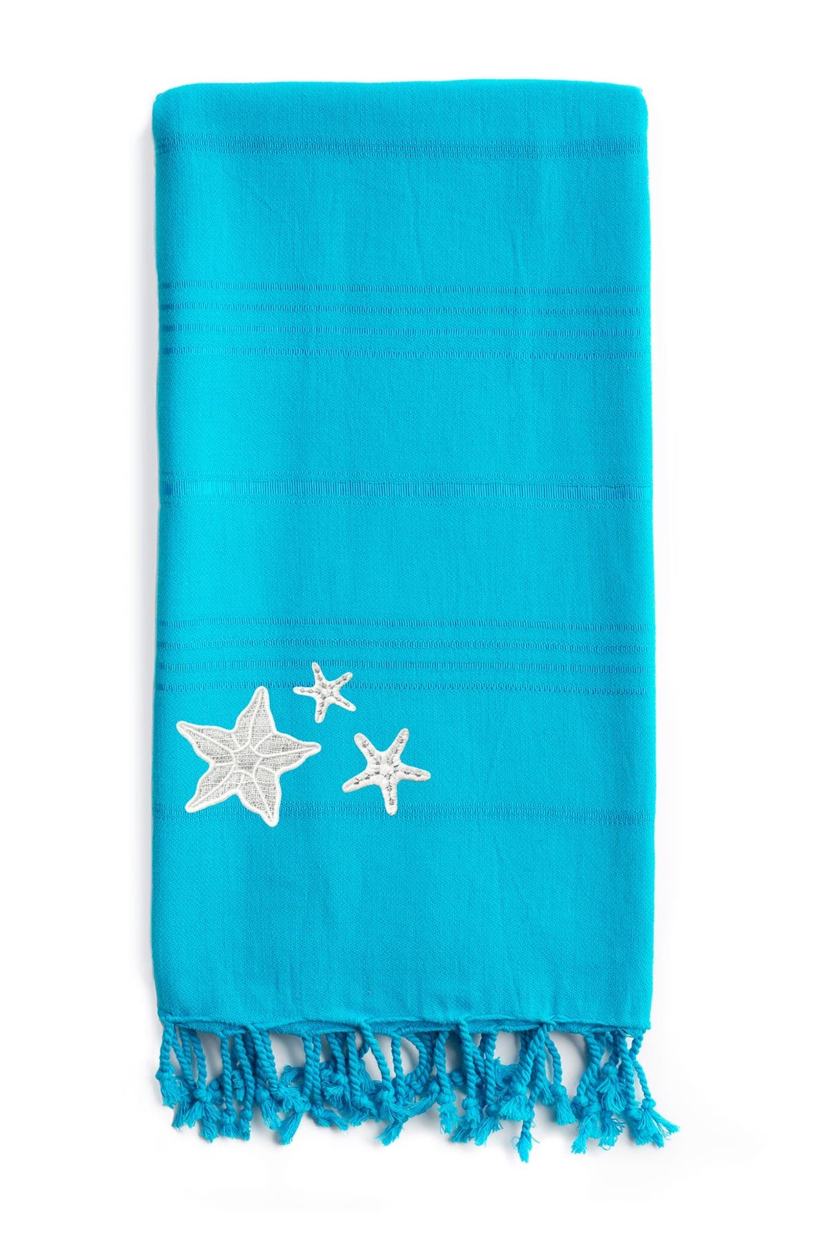 Linum Home Summer Fun Glittery Starfish Pestemal Beach Towel Bedding In Turquoise