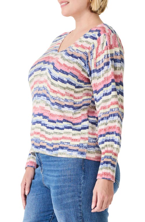 Shop Nic + Zoe Nic+zoe Abstract Stripe Sweater In Pink Multi