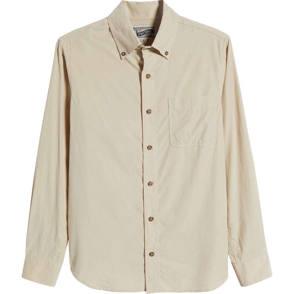 Schott Nyc Pinwale Corduroy Button Down Shirt In Stone