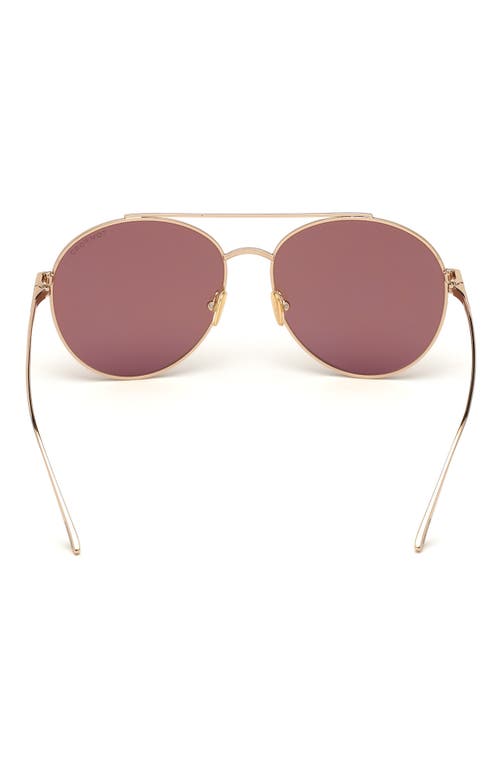 Shop Tom Ford 61mm Round Sunglasses In Shiny Rose Gold/violet