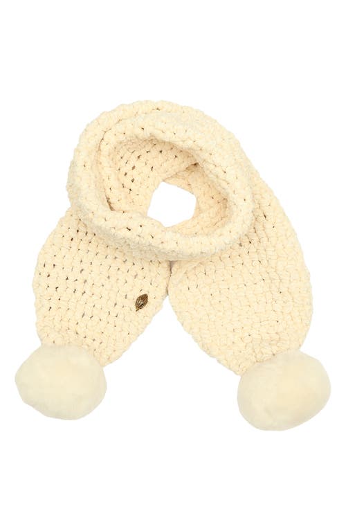 Shop Kurt Geiger London Chunky Chenille Pompom Scarf In Bone