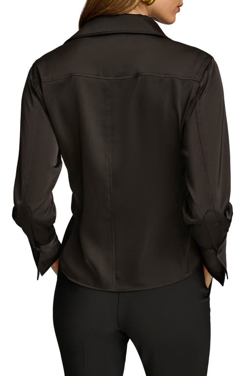 Shop Donna Karan New York Long Sleeve Button-up Shirt In Black