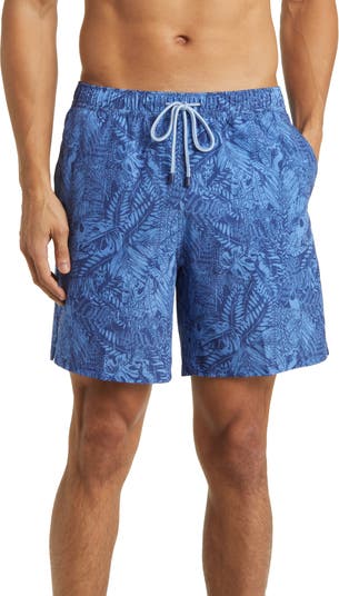 Peter Millar Tropicrazy Leaf Print Swim Trunks | Nordstrom