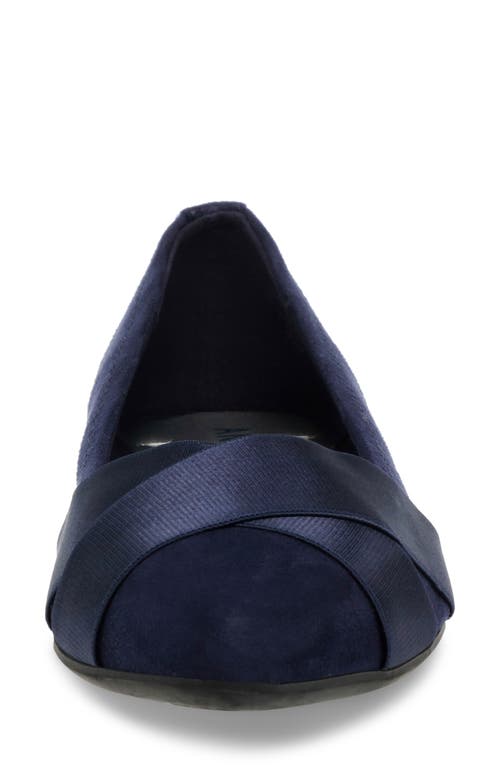 Shop Anne Klein Oalise Pointed Toe Flat In Dark Navy/dark Navy Fabric