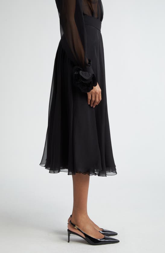 Shop Dolce & Gabbana Silk Chiffon Circle Skirt In Nero